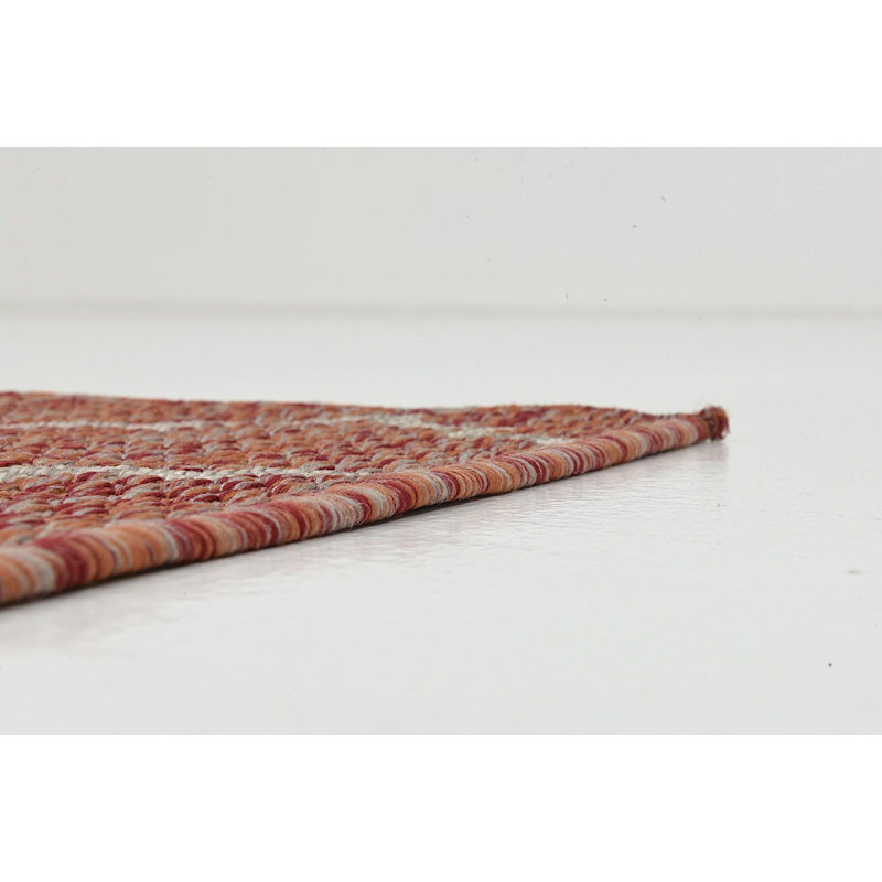 Outdoor Veranda Area Rug Brick Color, Rectangle 6' x 9'