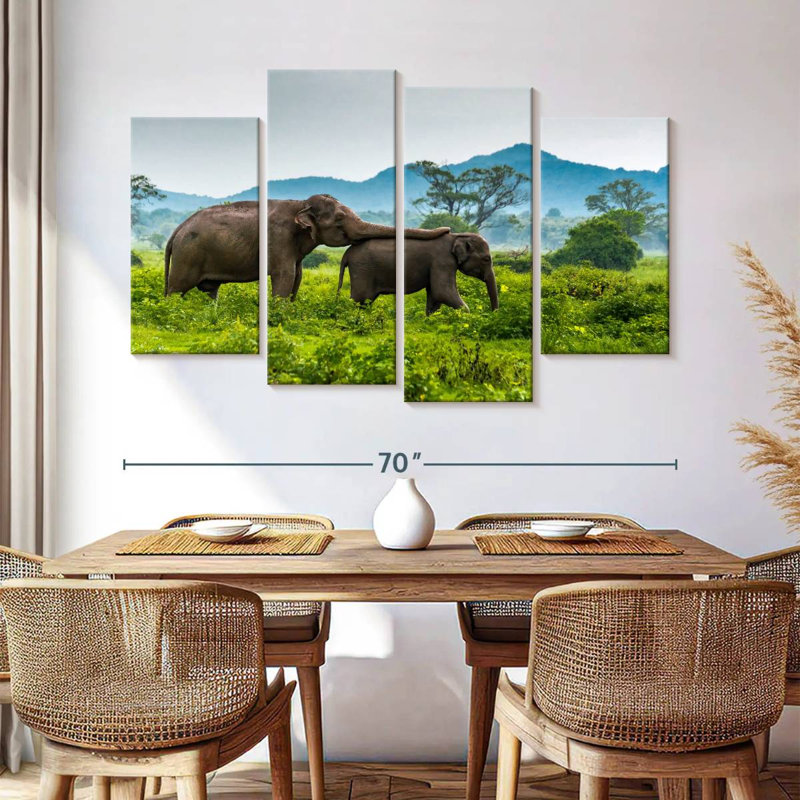 Brampt Elephant Motherly Love, 42"H x 68"W