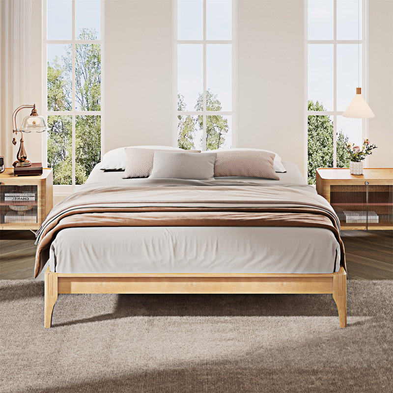 Wood Platm Bed Frame, Natural, Full