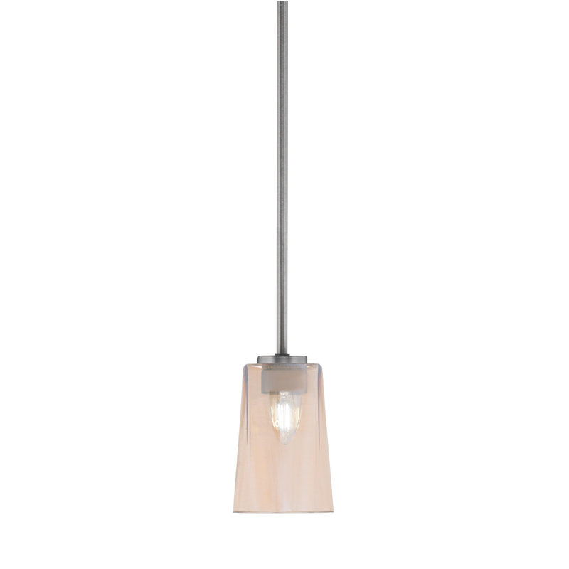 Mini suspension Nicomedes Stem offerte en finition graphite avec verre ambré dégradé de 11,4 cm de largeur x 16,5 cm de hauteur