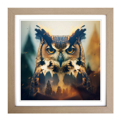 Owl Double Exposure - Framed Print