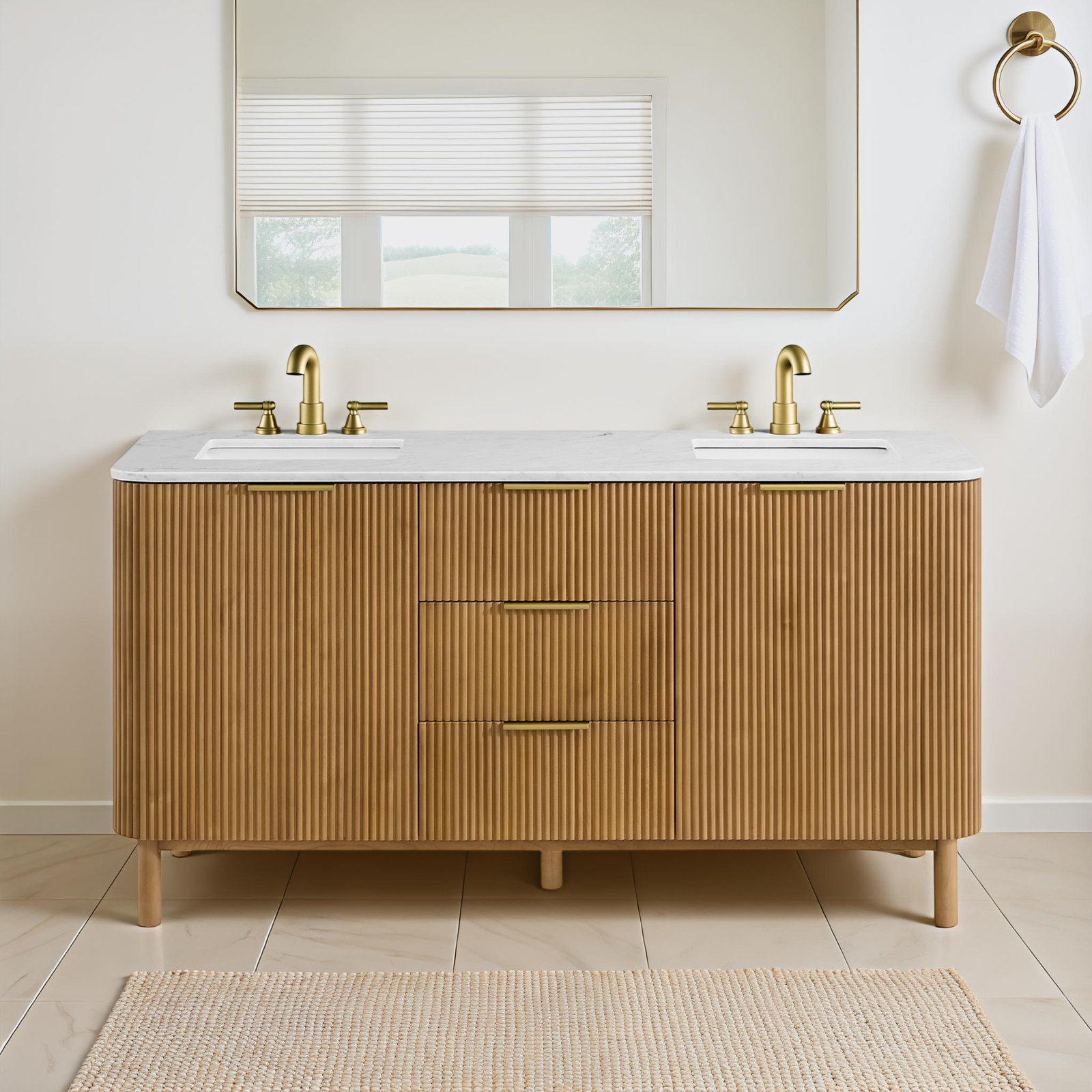 Nova 66" Marble Top Double Sink Vanity