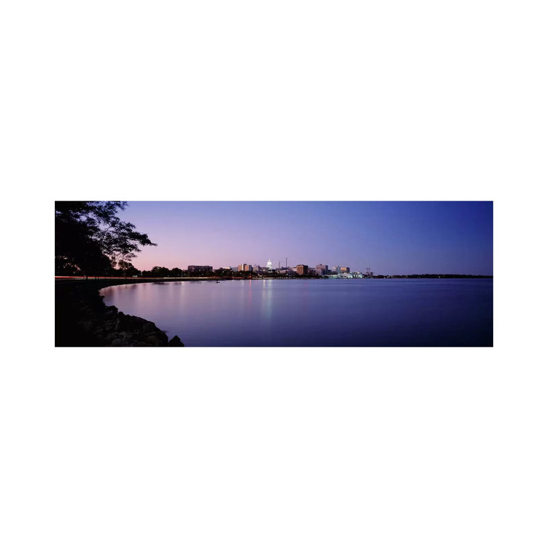 Buildings Along A Lake, Lake Monona, Madison, Wisconsin, USA by Panoramic Images - Panoramic Gallery-Wrapped Canvas Giclée on Canvas