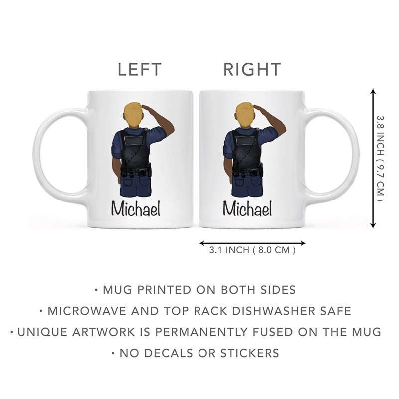 Tasse à café personnalisée, Oui, Policier brun / jaune 29