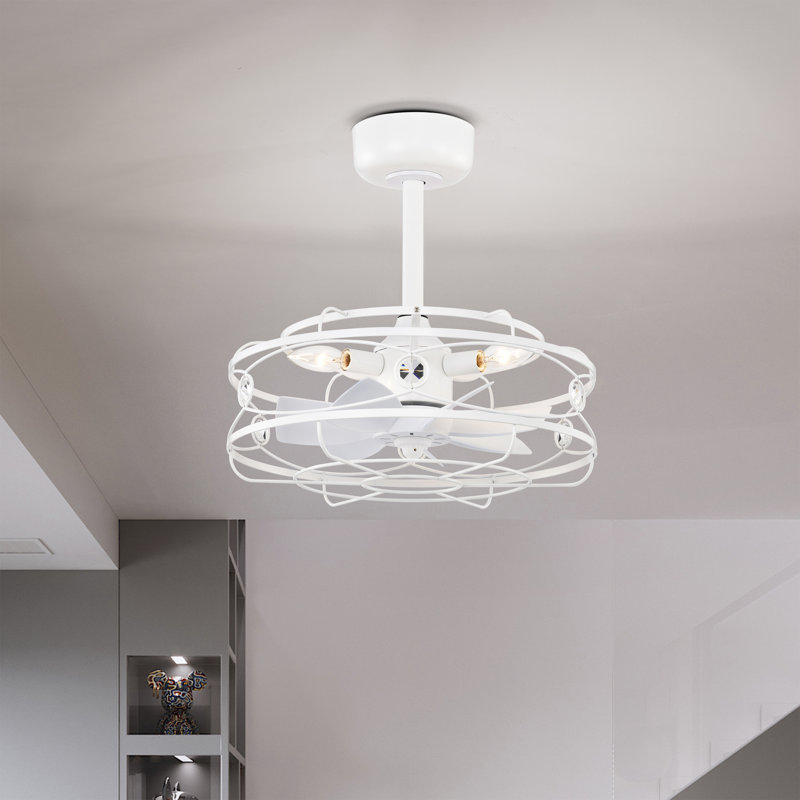Ventilateur de plafond illuminé Maade Fandelier, Transparent, Blanc
