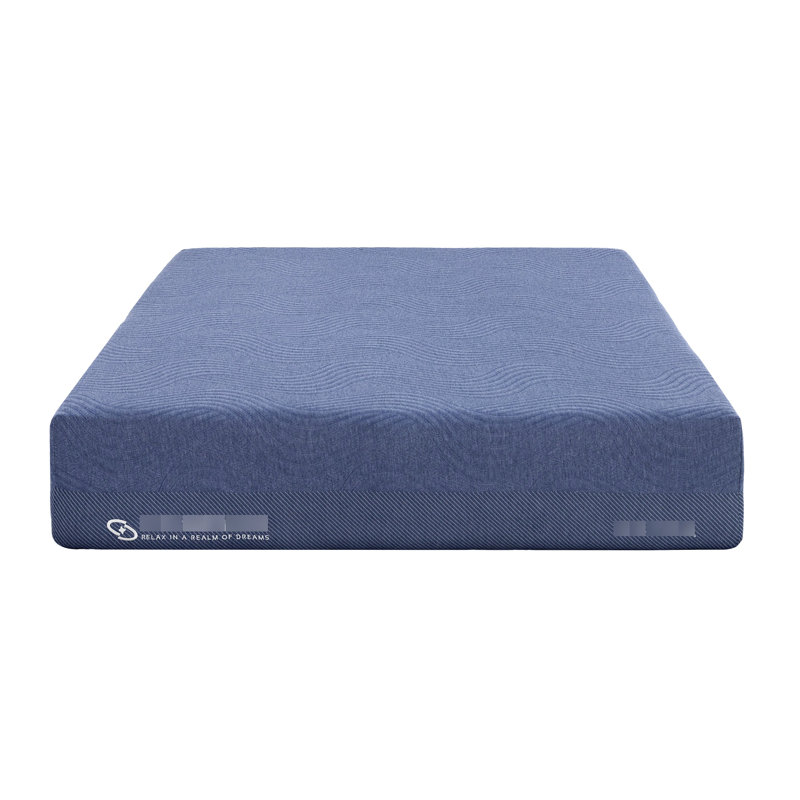 Matelas en mousse 12 po avec mousse à mémoire de forme D2,5 et housse de coussin roulée bleu-gris