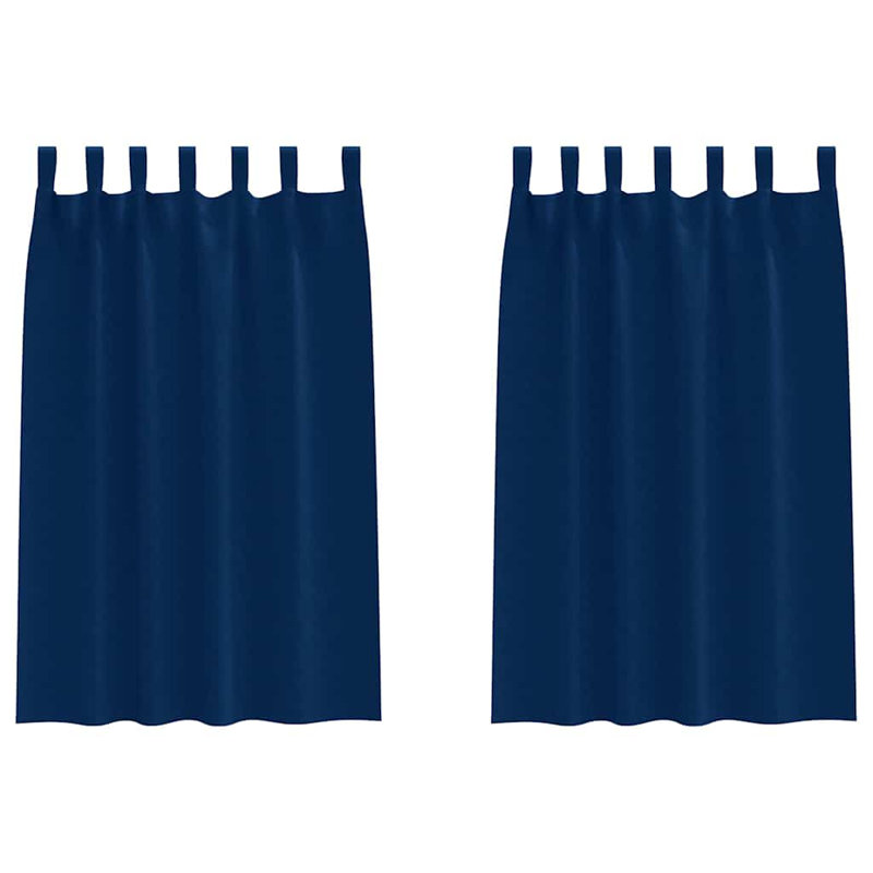 Curtains With Curtains 2 Pcs Polyester, 175cm Width x 140cm Drop, Dark Blue