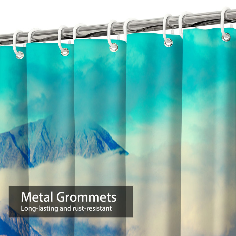 Rideau de douche à 12 crochets avec coucher de soleil et paysage arctique, L 72 po x l 84 po