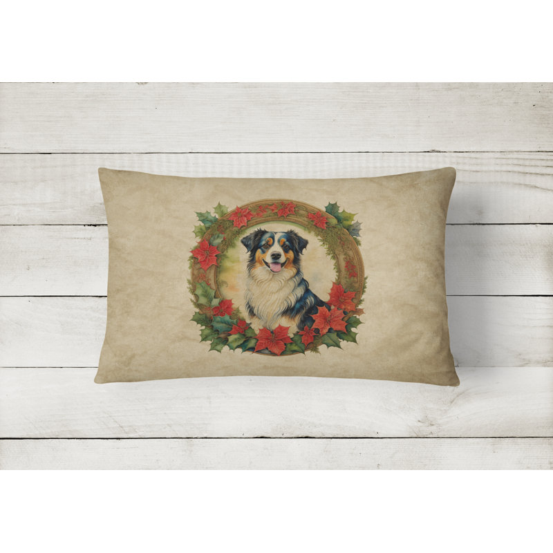 Coussin Christmas, 12 po x 16 po, Berger australien, Rectangulaire