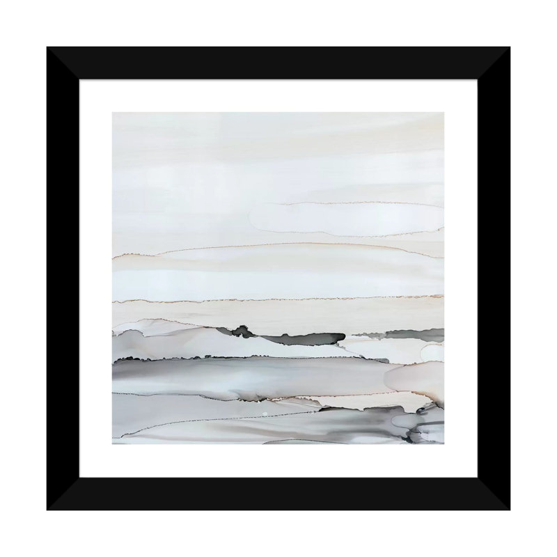 « Sunembrasshorizons I » par Carol Robinson, reproduction d’art, H 16 po x l 16 po x P 1 po, Papier encadré noir, Blanc