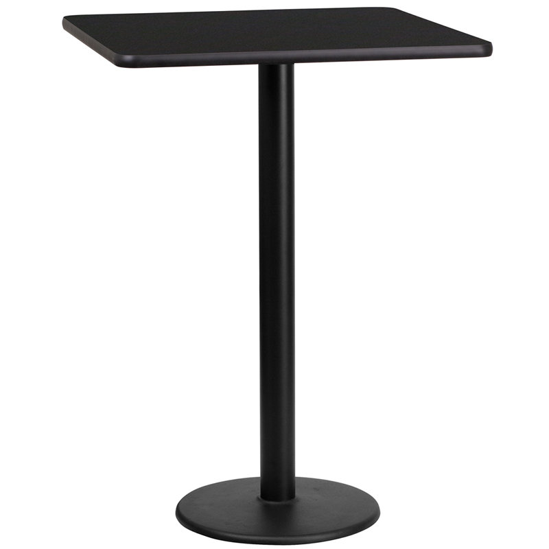 Plateau de table stratifié carré Jack avec base à hauteur de table, H 43,12 po x l 30 po x P 30 po, Noir