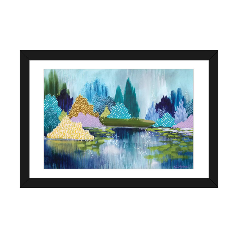 «Hyde Park in Spring» par Clair Bremner - impression, Papier d'art encadré noir, H 24 po x l 32 po x P 1 po, Blanc