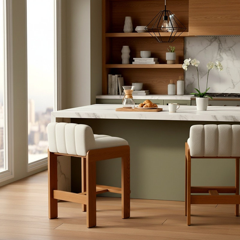 Zayne Boucle, Tabouret de comptoir (Siège d'une hauteur de 26,6, Noyer