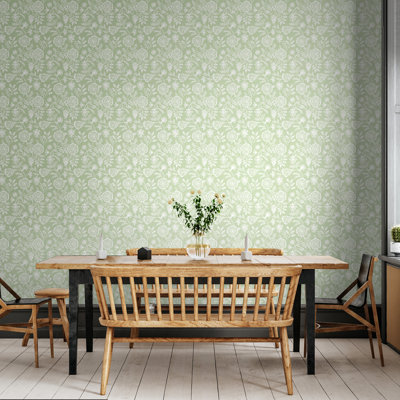 Evelyn Trail - Soft Petrol 10m Wallpaper