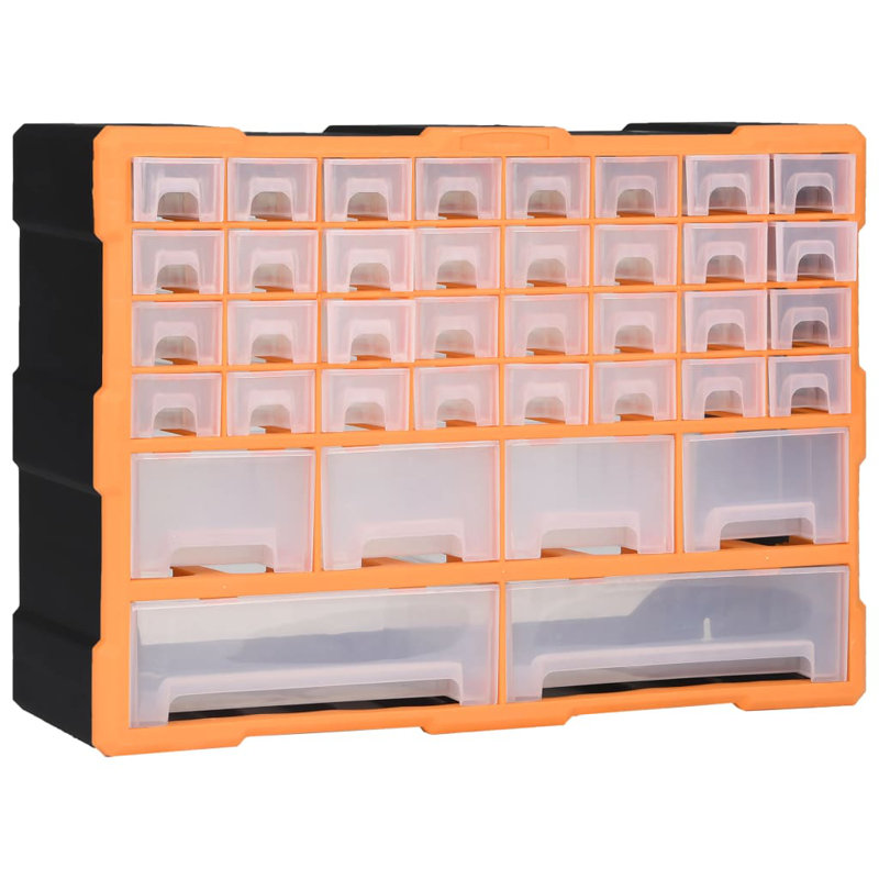 Multi-drawer Organiser with 38 Drawers 52x16x37,5 cm, Orange/Black