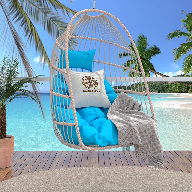 Fauteuil balançoire en rotin PE, Bleu