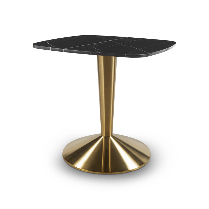 Laege Metal Base Dining Table, Black, Brass