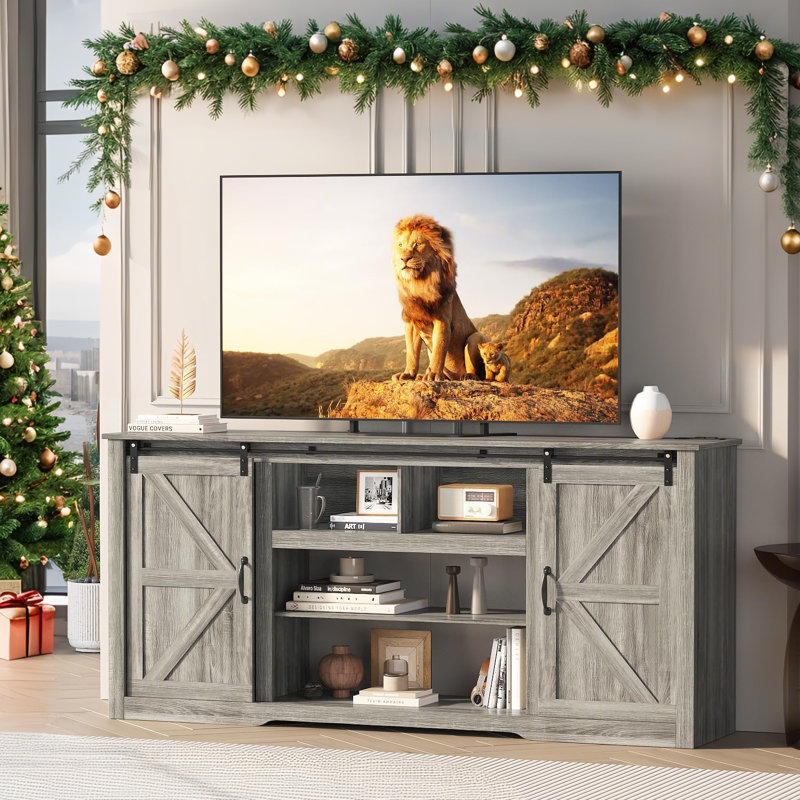 Unfinished Accent Cabinet with Fireplace Included, Grey