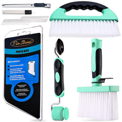Peel and Stick Wallpaper & Vinyl Application Tool Kit – Bubble-Free, Time-Saving, with Seam Roller, 4-in-1 Squeegee, 9" Smoothing Brush, Craft Knife (10 Blades)