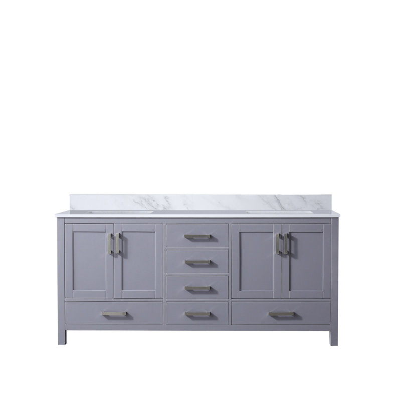 Meuble-lavabo double avec plateau en marbre, Gris foncé