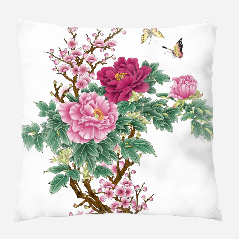 Coussin décoratif fleur Stephani, Microsuède, Intérieur