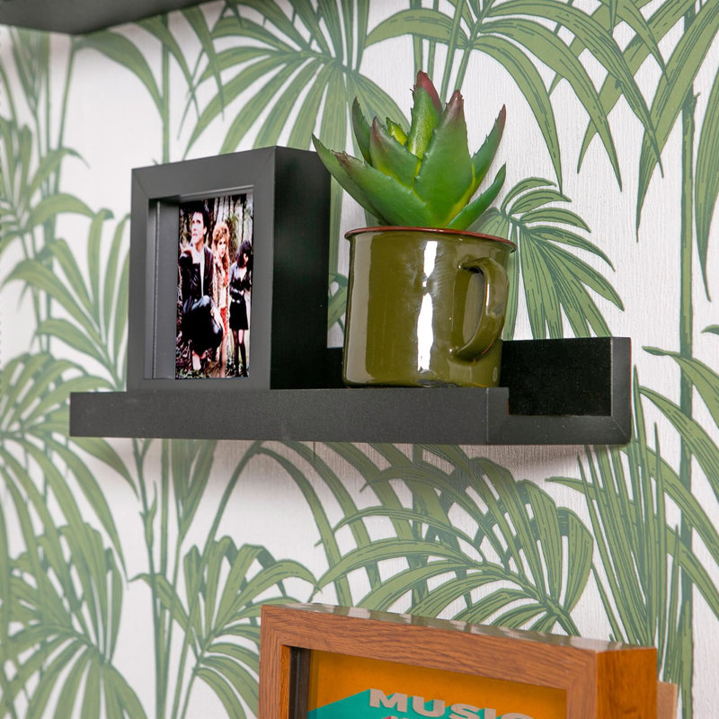 Harbour Housewares - Floating Picture Ledge Wall Shelf, 4cm H x 57cm W x 10cm D, Black