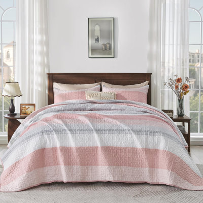 Ensemble de courtepointe rayée Andency Cal King (104 x 112 po), 3 pièces (1 courtepointe rayée et 2 taies d'oreiller)