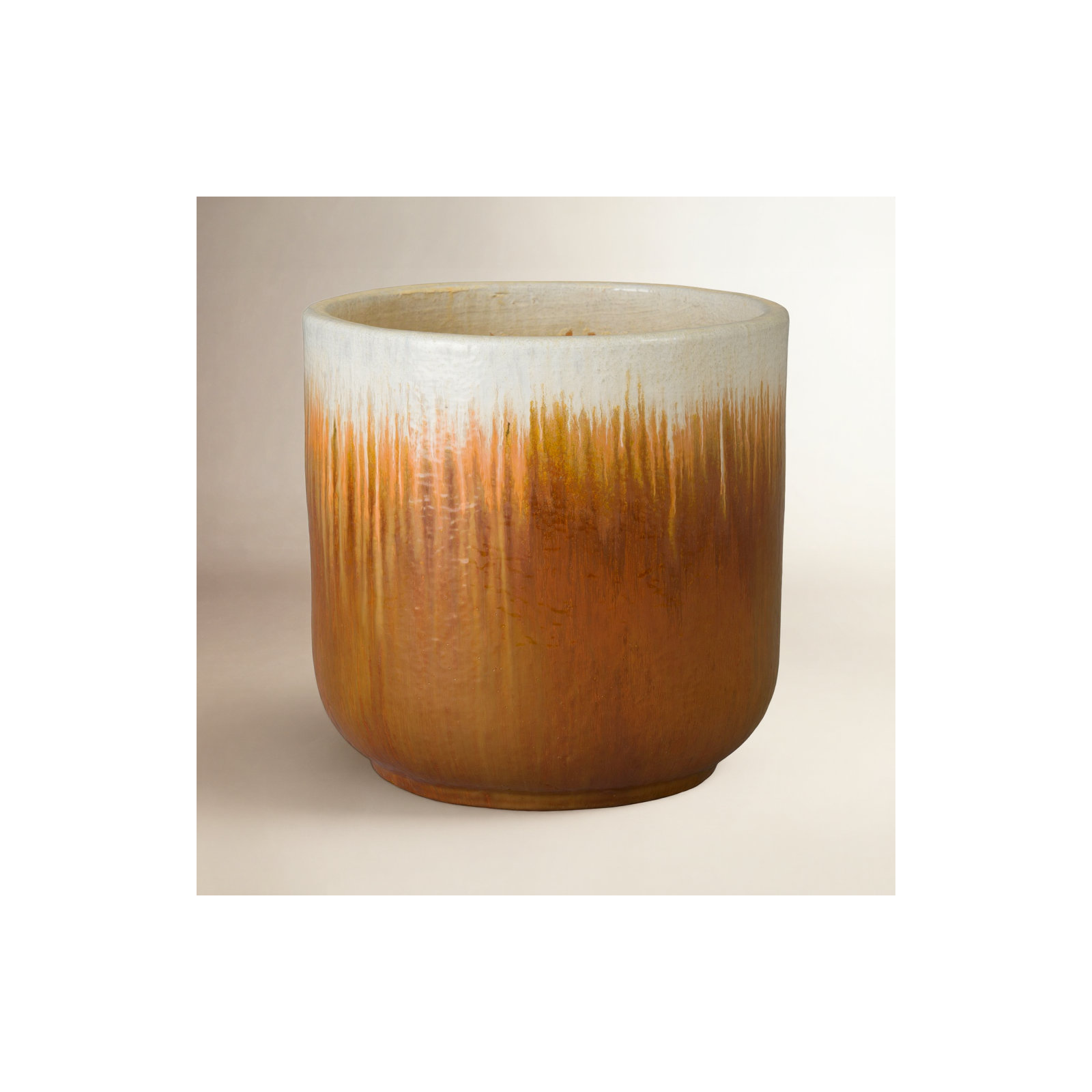 BARREL PLANTER, AMBER, 20" H x 20" W x 20" D