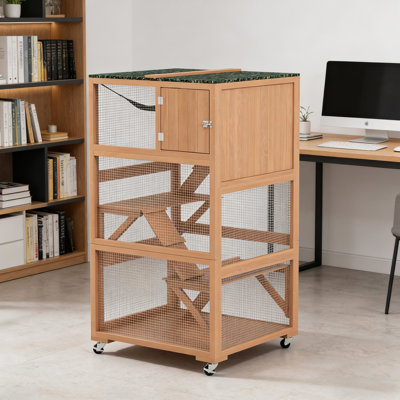 Outdoor Cat Run With Wheels, Two Brakes, And A Platform, Orange Easy Mobility, Four Nap Box,