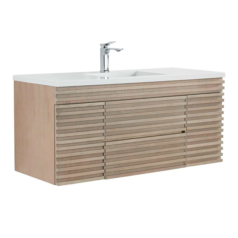 Gibson 48" Wall Mounted Single Bathroom Vanity with Top, 48", Light Wood