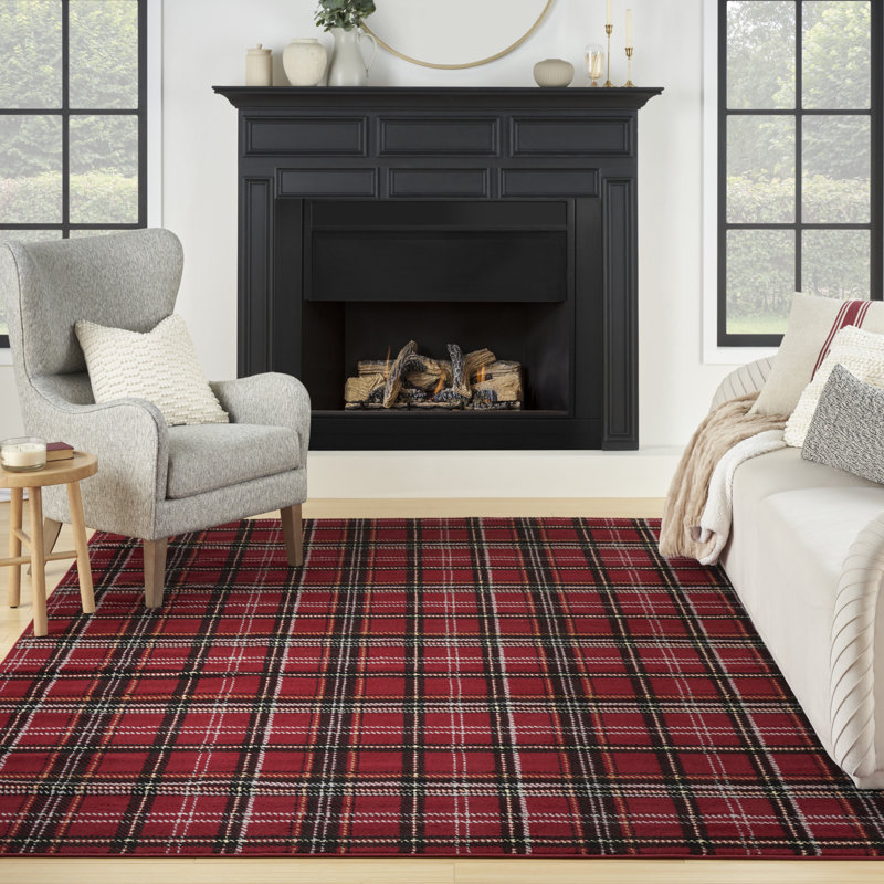 Tapis rouge carreauté Hankinson Prague, Rectangle 9 pi x 12 pi