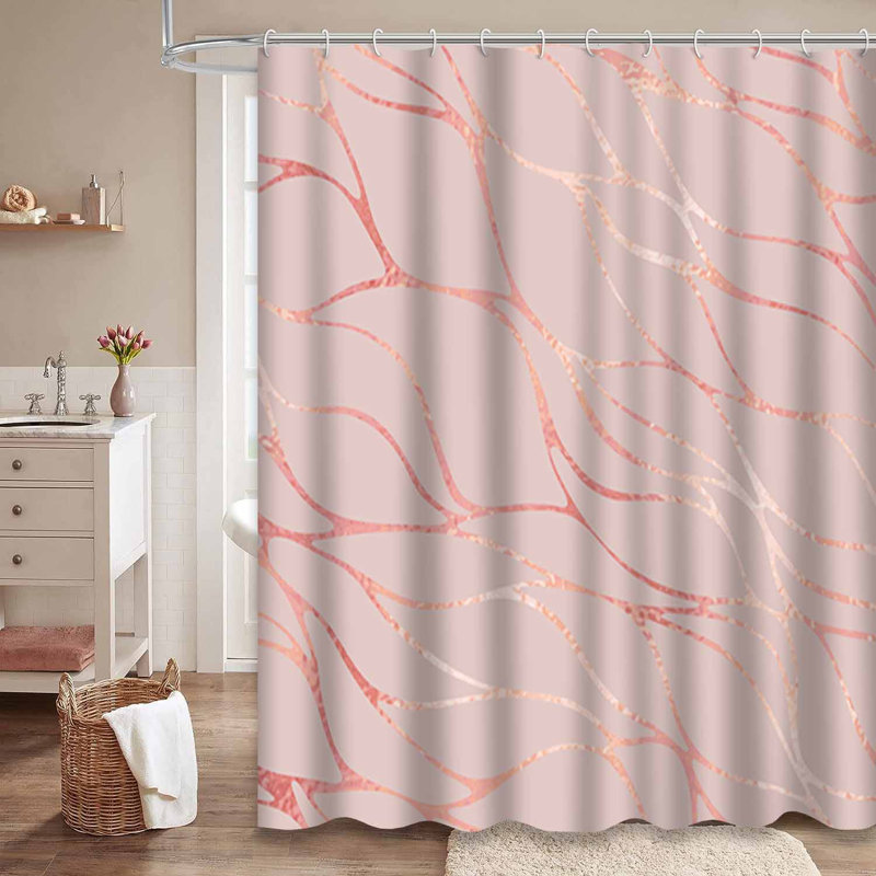 Rideau de douche Delicate Rose Marble Gold avec 12 crochets, L 72 po x l 72 po