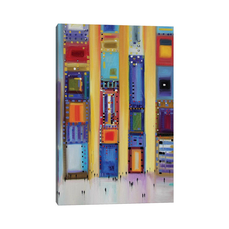Party Time In The City by Ekaterina Ermilkina - Print on Canvas, 66.04 cm H x 45.72 cm W x 3.175 cm D, Wrapped Canvas