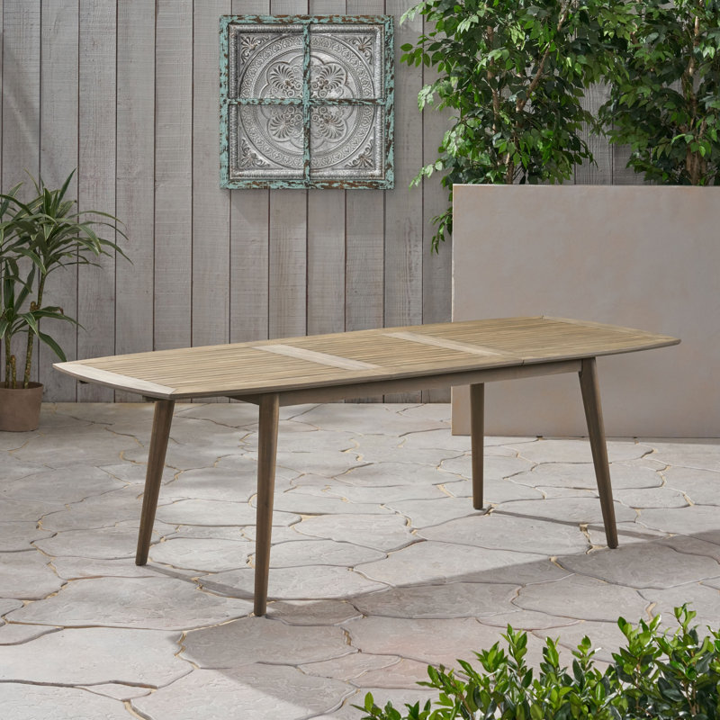 Table de salle à manger d'extérieur extensible en bois d'acacia, Gris