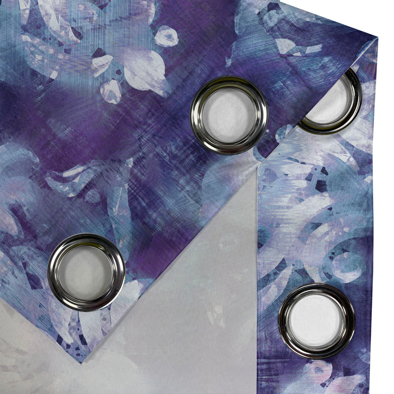 East Urban Home Damask Grommet Curtain Victorian Vibe Cosmic Colors Quartz Lavender Ceil Blue, 50" W 84" L