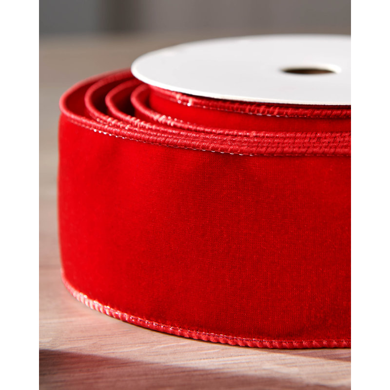 910cm Solid Colour Velvet Ribbon, Red
