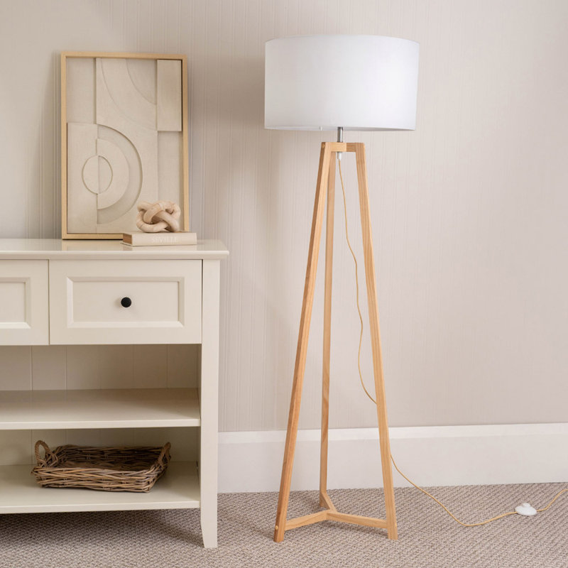 Rhavyn 148cm Traditional Floor Lamp, White, Natural