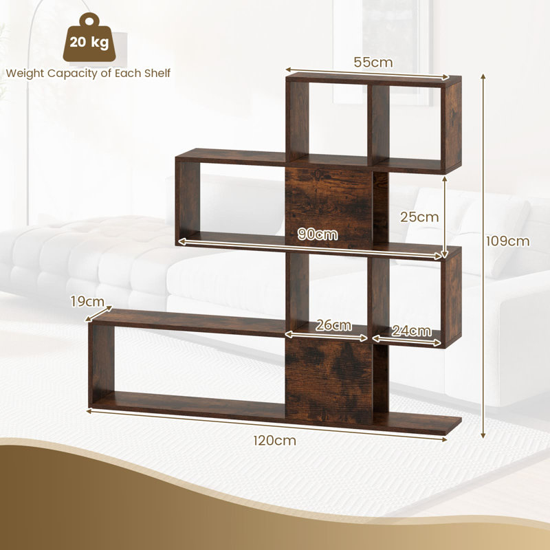 109cm H x 120cm W Particle Board Geometric Bookcase