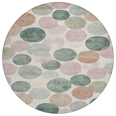 Machine Washable Indoor/Outdoor Xhevrie Salmon Rug