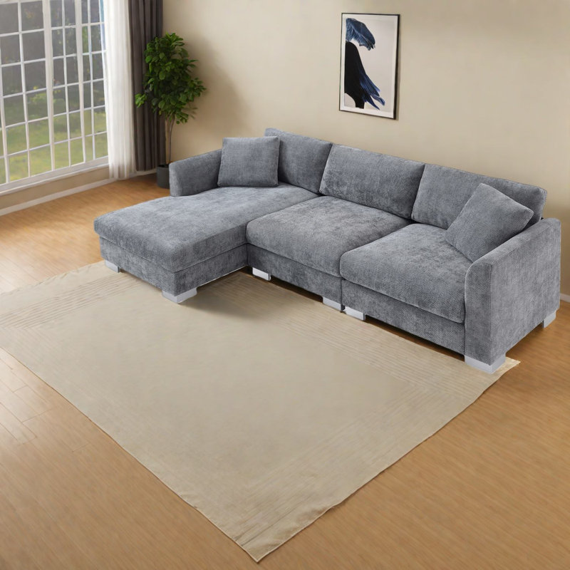 Canapé modulaire en L chenille de 96 po Modern Sectionals