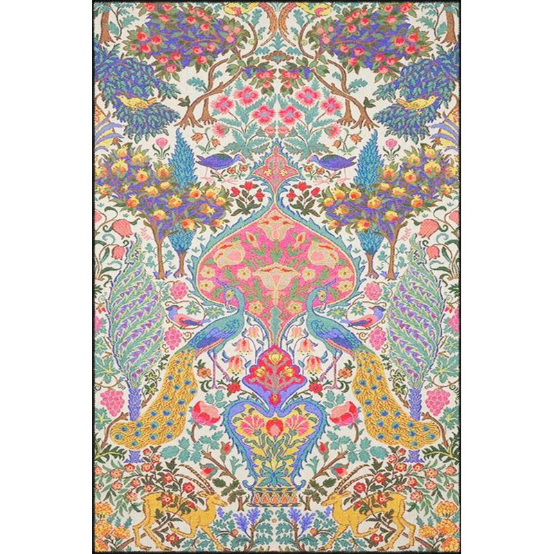 Tapis décoratif lavable floral multicolore à motif géométrique multicolore, Carré 3 pi 3 po