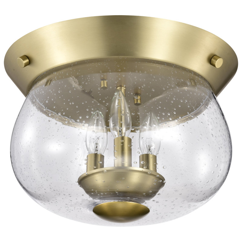Marelys Glass Flush Mount, Vintage Brass