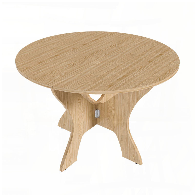 43-Inch Folding Dining Table - Wild Oak Veneer, Ultra-Slim 8" Folded Profile, Beige