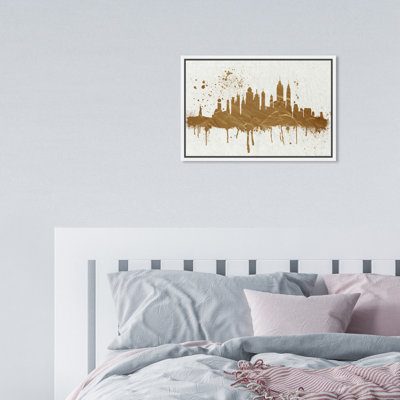 Villes et lignes d'horizon dorées, horizon moderne et contemporain de New York, reproduction sur toile