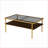 Gray Tempered Glass &amp; Golden Legs Rectangle Coffee Table for Living Room, Easy-Clean Durable