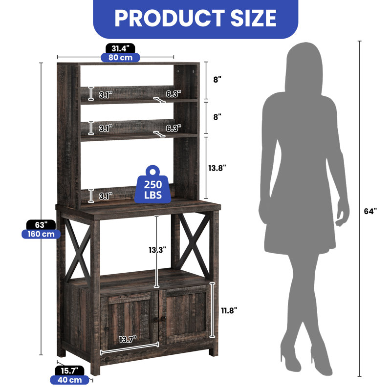 Kolnos 31.4'' Wood Baker's Rack with Microwave Compatibility