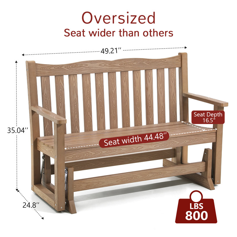 Banc oscillant d'extérieur 49,21 po, Brun