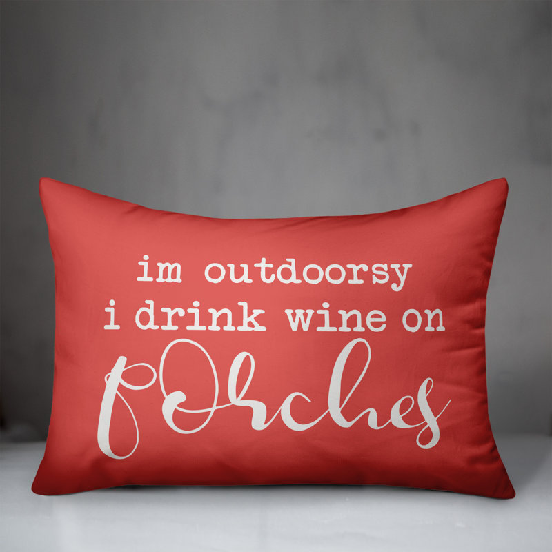 Textual Outdoor Reversible Throw Pillow, Coral