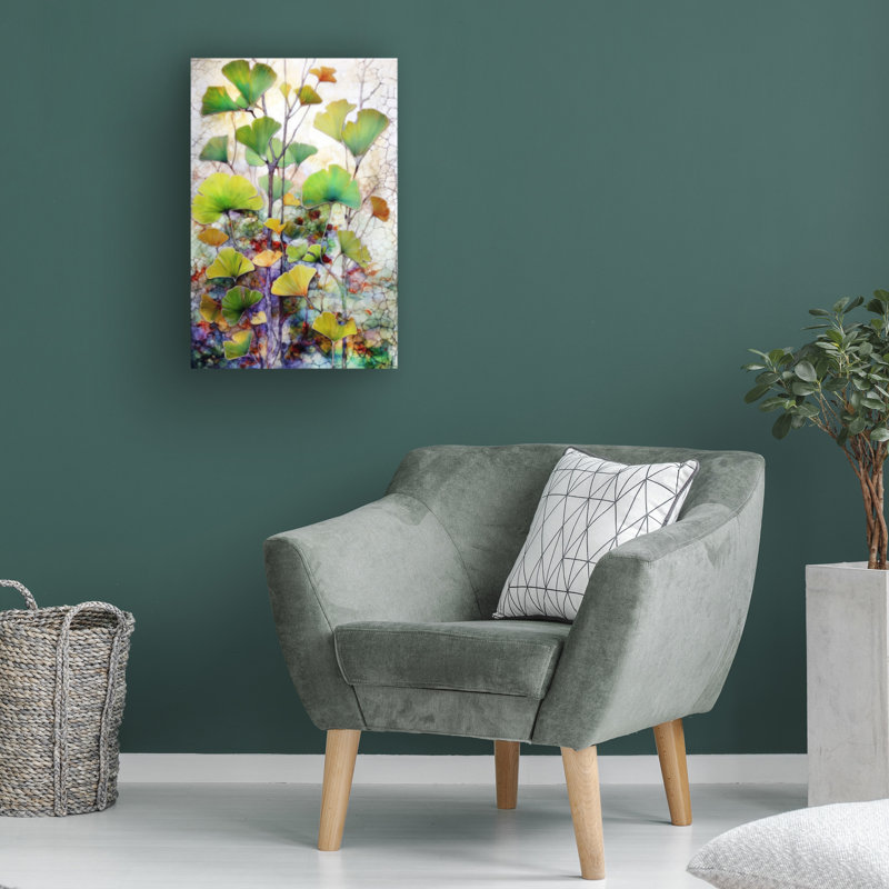 Art sur toile 7, feuilles, H 12 po x l 19 po