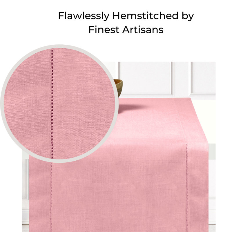 D'Moksha Homes Diamond Linen Table Runner, 108" L x 14" W, Pink